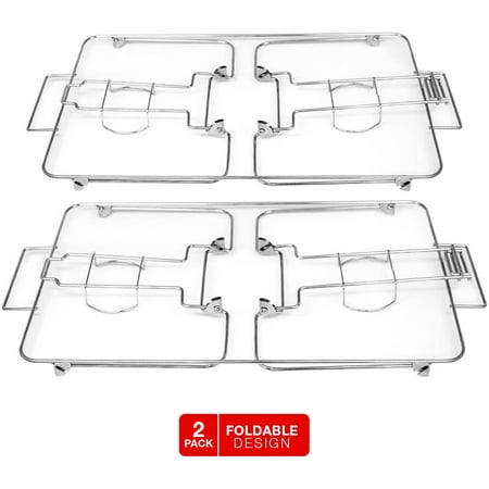 Sorbus Buffet Rack Chafing Stand, Set of 2 Foldable, Collapsible and Reusable Chrome Wire Buffet Serving Trays