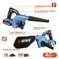 thumbnail image 6 of SENIX 20V Max Cordless 2-in-1 Jobsite Blower/Vac, Up to 75 CFM and 180 MPH, 3-speed Mode, 2.5Ah Battery & Charger Included, BLVX2-M, 6 of 12