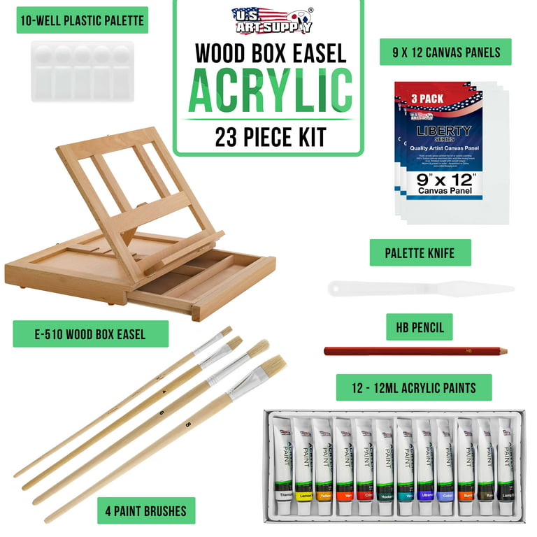 U.S. Art Supply Complete Artist Acrylic Painting Set with Wood