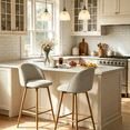 thumbnail image 1 of Homy Casa Set of 2 Counter Height Bar Stools 360 Swivel Upholstered Barrel Chairs for Kitchen Island Beige, 1 of 9