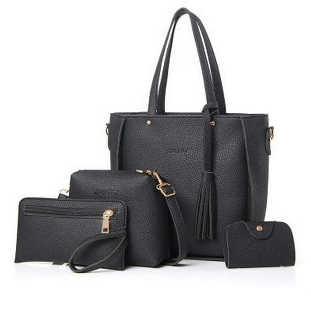 Coofit 4PCS Women Handbag Set Fashion Solid Color Creative Shoulder Bag Clutch Bag
