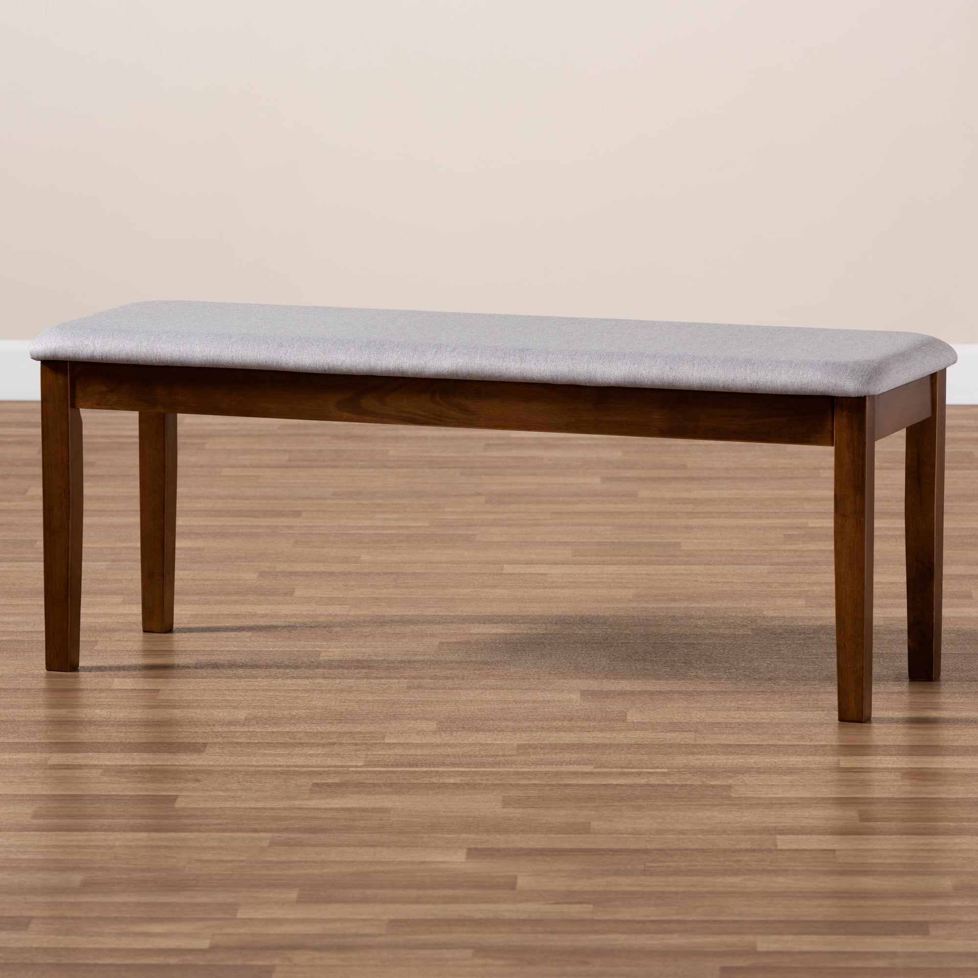 Baxton Studio Teresa Modern and Contemporary Transitional Grey Fabric Upholstered and Walnut Brown Finished Wood Dining Bench