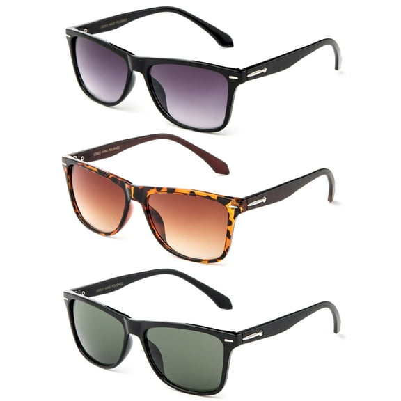 3 Pack Light Comfort Plastic Frame Vintage Fashion Sunglasses for Men for Women