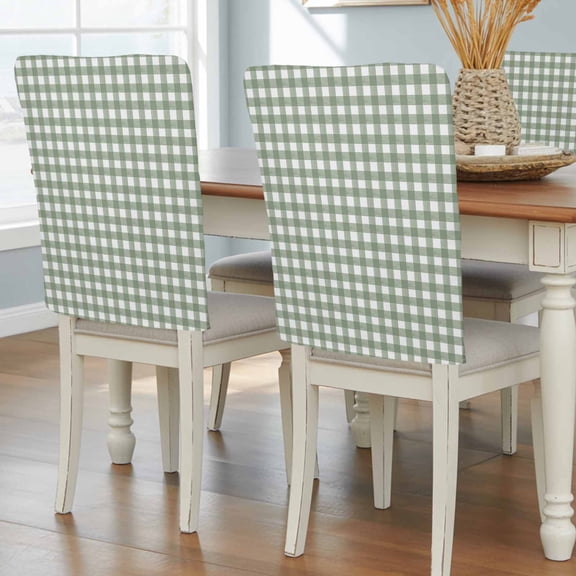 Sage Green Buffalo Plaid Chair Back Covers, Vintage Check Minimalist Farmhouse Removable Chair Covers for Dining Chairs Set of 8, Washable Chairs Slipcovers Back Seat Protector for Wedding 19"x20"