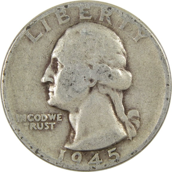 1945 Washington Quarter G Good 90% Silver 25c Coin