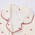thumbnail image 6 of Pajamas For Women Set Cherry Print Short Sleeve Notched Collar Shirt Shorts Sleepwear Loungewear Nightwear Nightclothes Homewear, 6 of 7