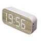 thumbnail image 1 of Reloj despertador digital con altavoz Bluetooth y espejo con pantalla digital para dormitorio y oficina, color blanco, 1 of 12