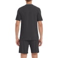 thumbnail image 6 of MoFiz Pjs Men's Solid Bamboo Pajamas Set Short Sleeve V-Neck Top and Shorts with Pockets Loungewear 2-Piece for Men, 6 of 9