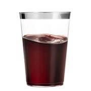100 Silver Plastic Cups 16 Oz Clear Plastic Cups Tumblers Silver Rimmed Cups Fancy Disposable Wedding Cups Elegant Party Cups with Silver Rim