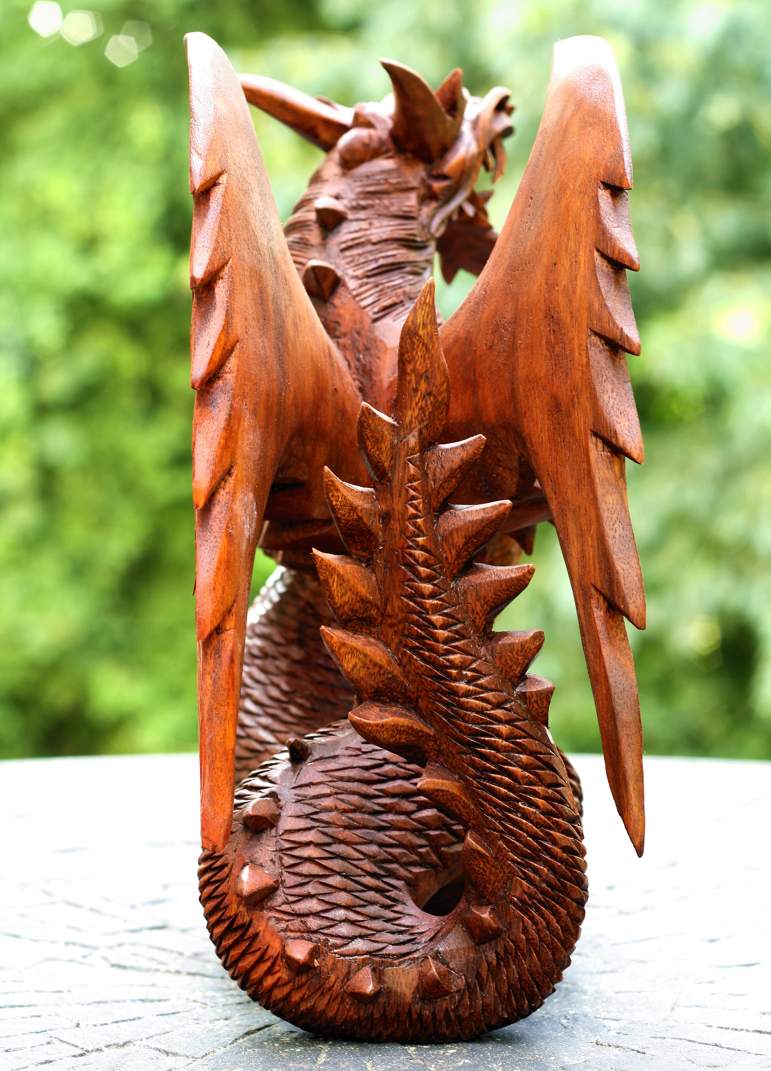 G6 Collection Wooden Crawling Dragon Handmade Sculpture Statue Handcrafted  Gift Art Decorative Home Decor Figurine Accent Decoration Artwork Hand
