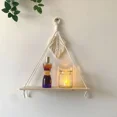 thumbnail image 3 of Boho Macrame Tapestry Wall Hanging Shelf Hand Woven Cotton Rope Plant Hanger Wood Floating Shelf Home Living Room Decorations (01), 3 of 7
