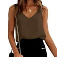 thumbnail image 2 of Timegard Womens Tank Tops Satin Deep V Neck Sleeveless Solid Color Casual Comfy Soft Tee Camis Summer, 2 of 7