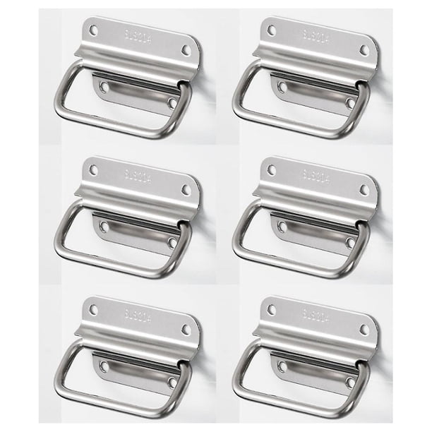 (S) 6 piezas de manijas plegables de acero inoxidable, extractor de manijas, utilizado para todo tipo de manijas de caja, manijas de caja de herramientas, manijas de puerta y manijas de cajón, plata