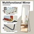 thumbnail image 4 of 65.0''x23.2''Square Shaped Full Length Mirror, Full Body Floor Mirror Standing Hanging or Leaning Wall, Arch Wall Mirror with Stand Metal Support for Bedroom Cloakroom, Transparent, 4 of 7
