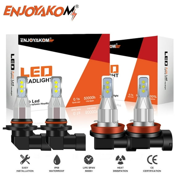 4x For Chevrolet Silverado 2500 HD 2007-2019 9005 H11 High Beam/Low Beam LED Headlight Bulbs 6000K Cool White