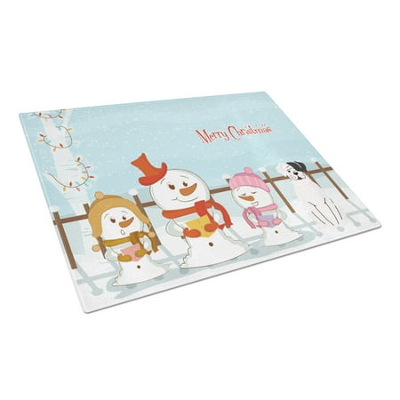 

Merry Christmas Carolers White Boxer Cooper Glass Cutting Board Large