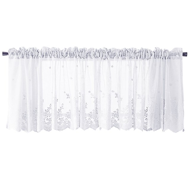 Lace Cafe Kitchen Ruffle Window curtains; Ruffle window Drape Valance Semi Transparent Voile Curtains Window Treatment