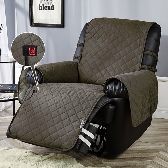 Stonecrest Recliner Cover, Heated Recliner Slipcover, Stay in Place (Chocolate, Heated SD 23" Regular Recliner)