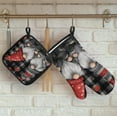 thumbnail image 4 of Valentines Gnomes Oven Mitts and Pot Holders Set of 2, Buffalo Check Heat Resistant Oven Mitts Kitchen Oven Glove for Cooking, Baking, 4 of 6