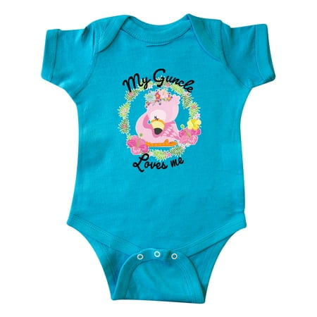 

Inktastic Baby Flamingo My Guncle Loves Me in Flower Wreath Gift Baby Boy or Baby Girl Bodysuit