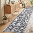 thumbnail image 6 of MeyJey Boho Indoor Hallway Runner Rug 2'x10', Oriental Non Slip Machine Washable Area Rug Distressed Vintage Floor Carpet for Bedroom Kitchen Dinning/Living/Laundry Room, Gray/Brown, 6 of 12