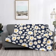 thumbnail image 2 of Uemuo Daisy Floral Printed Throw Blanket for Couch, Fluffy Fuzzy Blankets for Bed, Sofa, Cozy Flannel Faux Fur Blanket-80"x60", 2 of 6