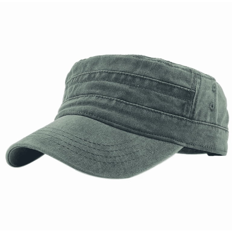 Men Classic Flat Top Cadet Cap Military Army Style Hat Baseball