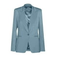 thumbnail image 6 of Sevevn Women's Fashion Solid Pocket Button Suit Coat Long Sleeve Pocket Casual Coat/Jacket Rollbacks Light Blue L, 6 of 6