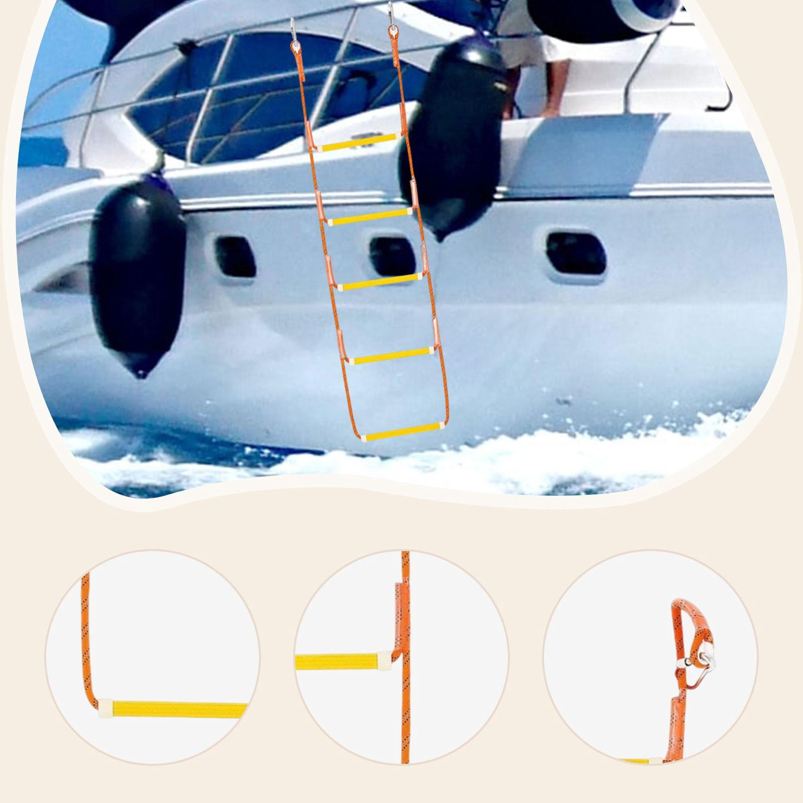 GARENDE Marine Rope Ladder Stable Non Slip Steps for Kayaking Pontoon Boats Sailboat 5 Steps 135x35cm