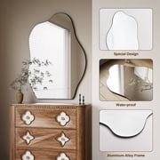 BEAUTYPEAK 24 x 32 Vanity Mirror Wall Wavy Mirror Bathroom Mirror Decor , Black