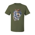 thumbnail image 2 of Wolf Oil Painting Animal Lover Men's Graphic T-Shirt, Military Green, Large, 2 of 3