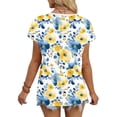 thumbnail image 6 of Short Sleeve T Shirts for Women Floral Printed V Neck Graphic Base Tees Loose Fit Casual Summer Tshirts (S, Yellow), 6 of 7