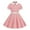 Pink, variant on Mikilon Girls' Elastic Waist Sports Dress Size 3-7 Years Patchwork Color Short Sleeve Turn Down Collar Dress Button up Dress