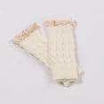 thumbnail image 1 of Guantes de lana con hermosos puños de encaje y mangas de encaje para mujer, guantes de punto cálidos de medio dedo para invierno, 1 of 6