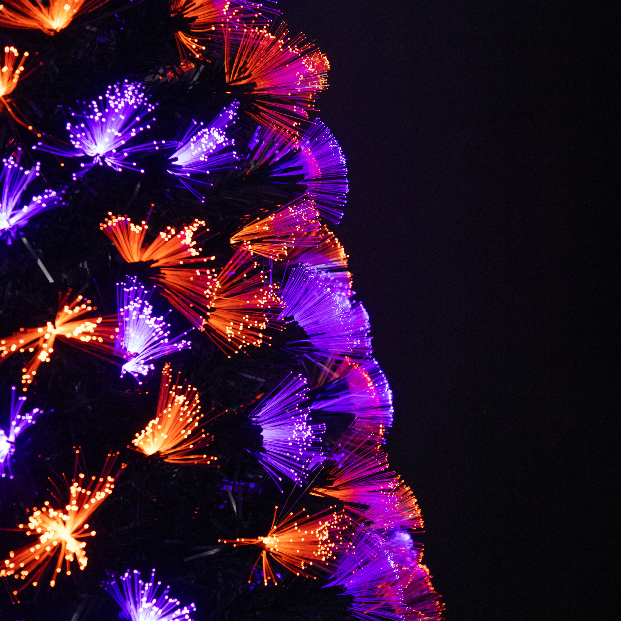 8-Function Fiber Optic Artificial Pine Potted Halloween Tree - 4' - Black - Orange and Purple LED