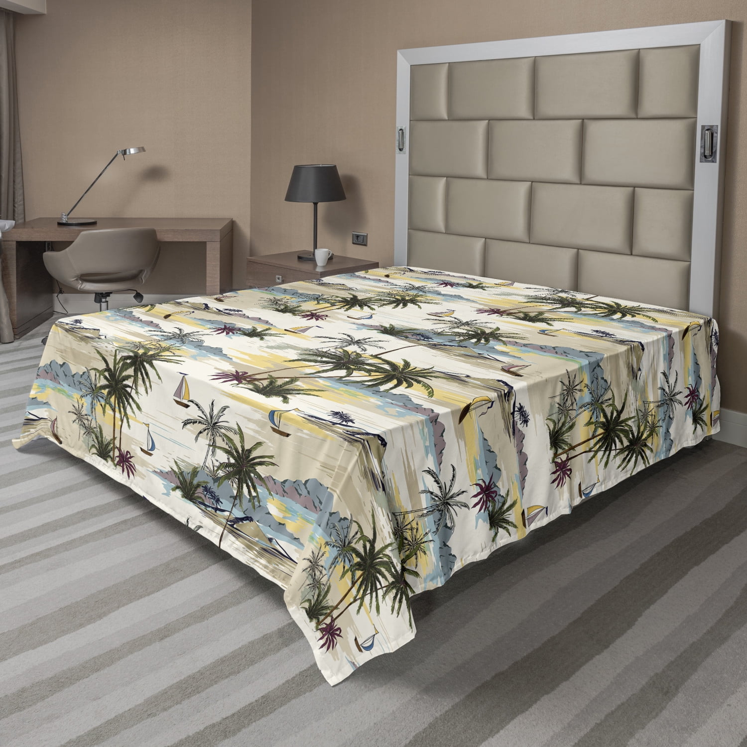 Ambesonne Tropical Art Flat Sheet Top Sheet Decorative Bedding 6 Sizes 