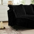 thumbnail image 2 of Modern Cream Corduroy Loveseat Sofa, Comfortable Cushion with Removable Cover for Living Room/Apt,Black, 2 of 7