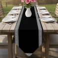 thumbnail image 6 of Black Geometric Table Runner Linen Burlap Table Runner 72 Inches Long Country Farm Traditional Chinese Tile Dresser Scarves for Kitchen Island Coffee Dining Party Wedding Holiday Decor 18"x72", 6 of 8