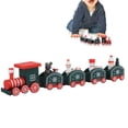 thumbnail image 3 of Mini Trains Toy, Durable Exquisite Wooden Trains Toy  for Holiday for Parties for Festivals Green, 3 of 7