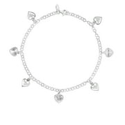 YEIDID INTERNATIONAL Sterling Silver Heart Charm Anklet