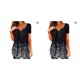 thumbnail image 4 of Camiseta de manga corta Jumpingount para mujer Plisada Estampado Floral Azul Blanco Negro, 4 of 6