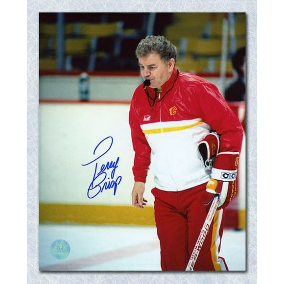 Terry Crisp Calgary Flames Autographed Coach 8x10 Photo