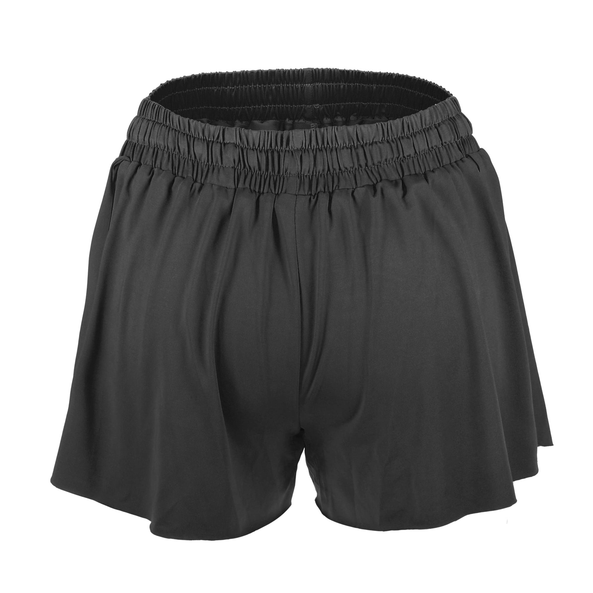 Unique Bargains 1Pcs Women Flowy Running Shorts Casual High Waisted Workout Shorts L Black