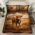 thumbnail image 2 of Manfei Kawaii Highland Cattle Bed Sheets,Rustic Cowhide King Sheets,Western Farm Sheet Set For Teens,Luxury Bedroom Decor,4 Pieces, 2 of 7