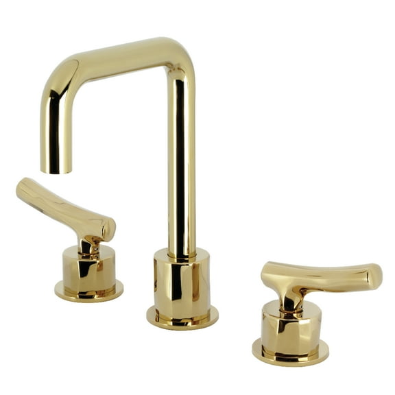Kingston Brass KS1452TKL Hallerbos Two-Handle 3-Hole Deck Mount Widespread Bathroom Faucet with Push Pop-Up Drain in Polished Brass
