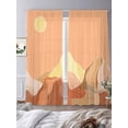 thumbnail image 3 of Abstract Line Peaks Sheer Curtains 2 Panels Set Modern Geometric Lines Sunset Hills Moutains Orange Sheer Window Curtains Light Filtering Rod Pocket Voile Drapes for Bedroom Living Room 52"X84", 3 of 8
