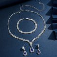 thumbnail image 3 of tasrioml 3 Pcs/Set Women Jewelry Set Rhinestone Necklace Bracelet Earrings Prom Wedding Party Bride Water Drop Dangle Earrings Formal Occasions Neck Jewelryy, 3 of 8