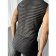 thumbnail image 5 of COSFO Muscle Men Tank Tops Mesh Striped Casual Shirts Cut Out Crew Neck Loose Sleeveless Tank Tops, 5 of 8