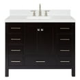 thumbnail image 2 of ARIEL Cambridge 42 Inch Espresso Bathroom Vanity with Sink, Solid Wood, Carrara White Quartz Countertop, 1.5-Inch Edge, Single Rectangular Undermount Sink, 2 Soft Closing Doors, 9 Drawers, 2 of 8