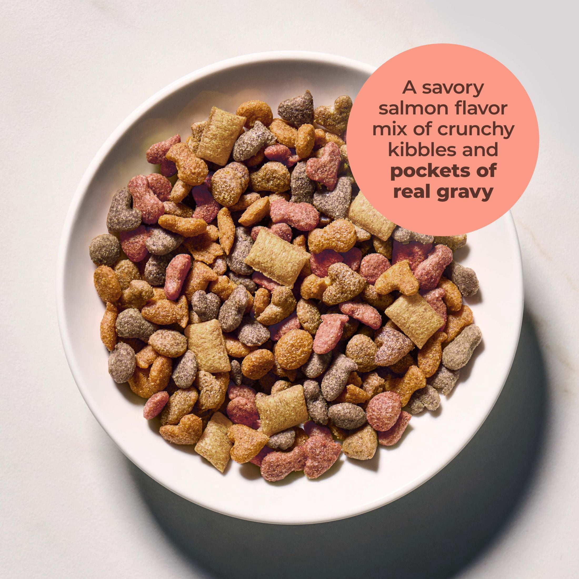 (2 pack) Meow Mix Gravy Bursts, Savory Salmon Flavor Kibble Mix, Gravy Filled Dry Cat Food, 13.5 lb. Bag